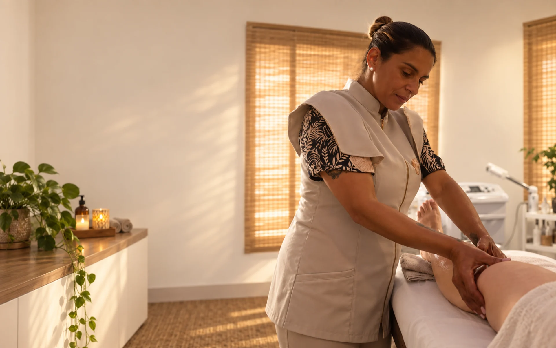 Rita Corda durante uma sessão de massagem no seu espaço